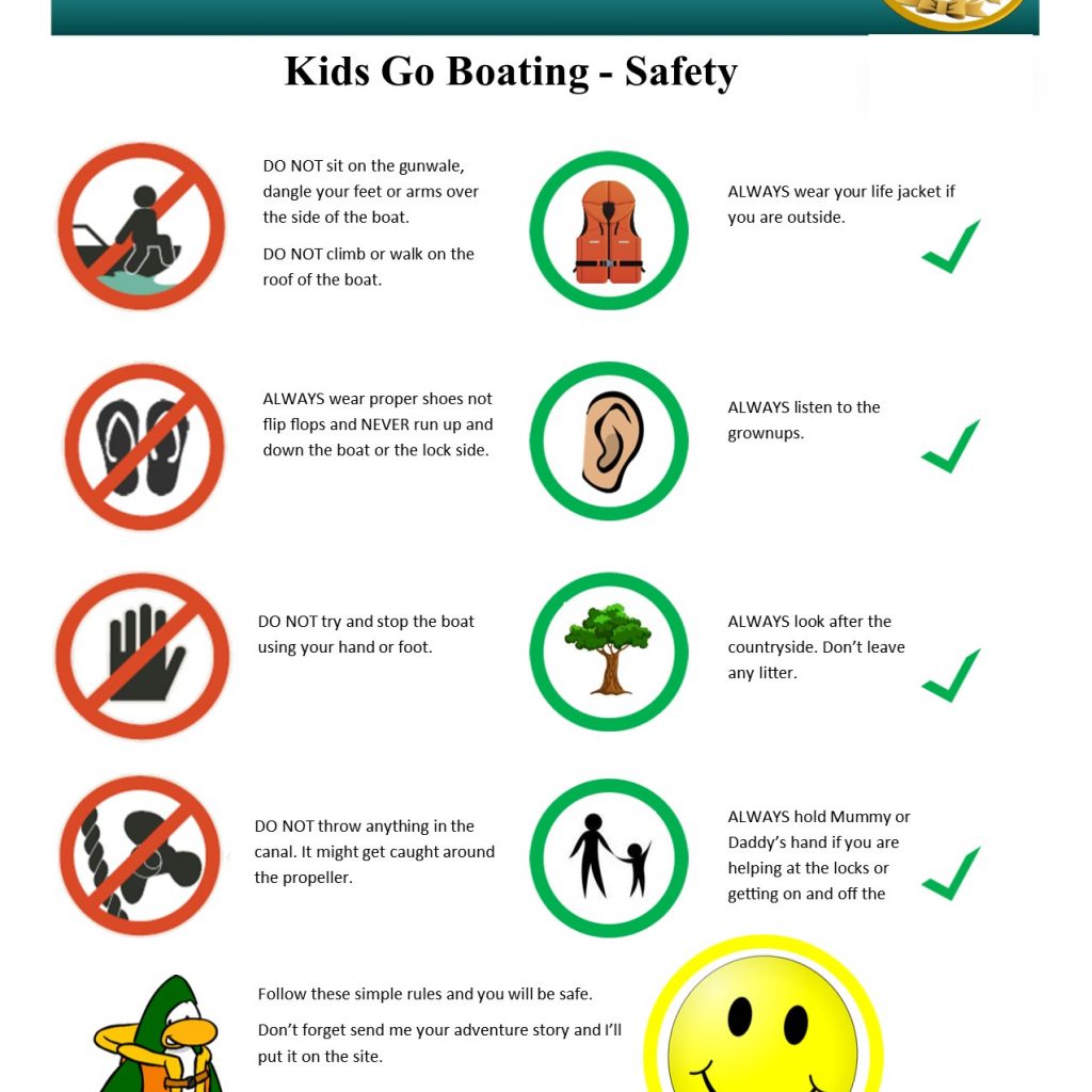 Kids go boating safety Canal Cruising