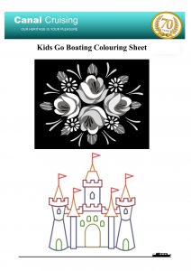 Kids go boating colouring sheet